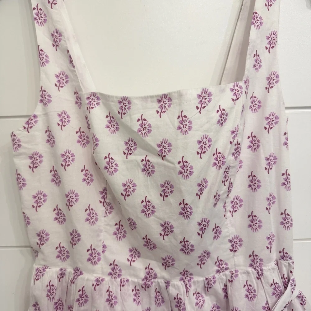 J. Crew White Violet Storm Sleeveless Belted Tiered Dress Size 4 23385